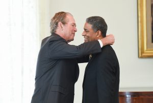 Former President George W. Bush awards Dr. Oscar Elias Biscet the Presidential Medal of Freedom at a special ceremony at the Bush Institute in Dallas, Texas on June 23, 2016. (Photo: Grant Miller)
