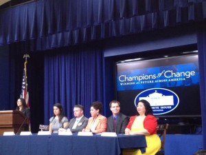 Part of the honored delegates at this morning's Cesar Chavez Champions of Change ceremony at the White House. (Photo: Taken from the Twitter feed of @jmacosta)
