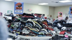 Children’s clothing set aside for young immigrants. Donations come from a range of sources, especially faith groups. CREDIT: JACK JENKINS
