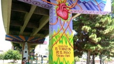 "El Corazón de El Paso," painted in 2009 by Gabriel S. Gaytán. The heart and arteries is a symbol of freeways US 54 and I-10 meeting at Lincoln Park, then branching out to other areas of the city.